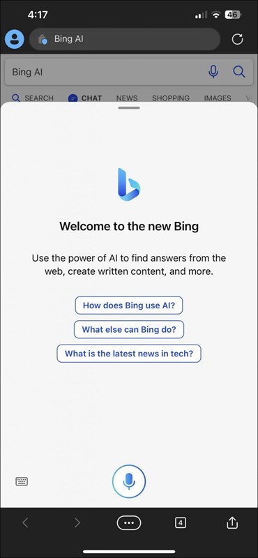 Bing tung ra phiên bản Bing AI dành cho di động