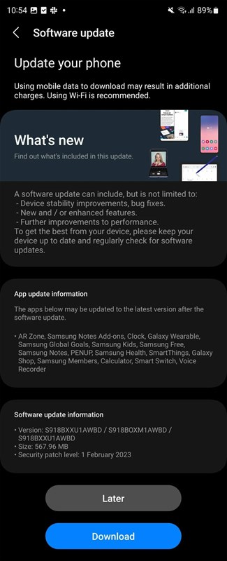 Galaxy S23 Series nhận bản cập nhật phần mềm đầu tiên