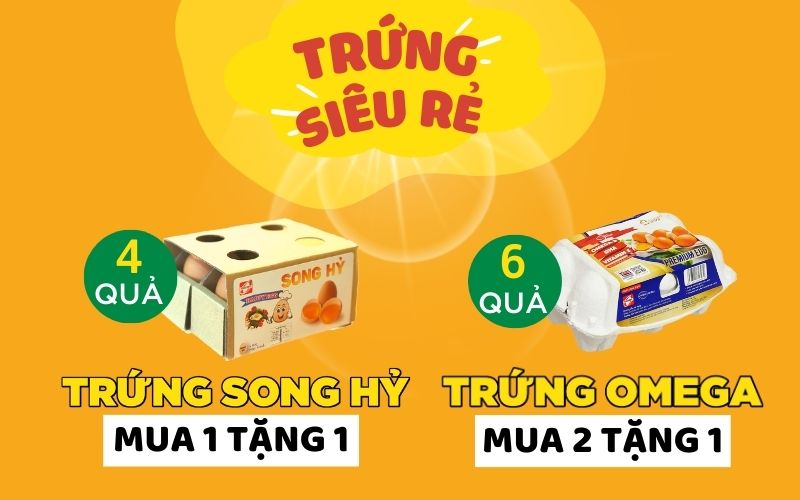 Từ 20/2 – 01/3/2023, trứng các loại siêu khuyến mãi mua 2 tặng 1