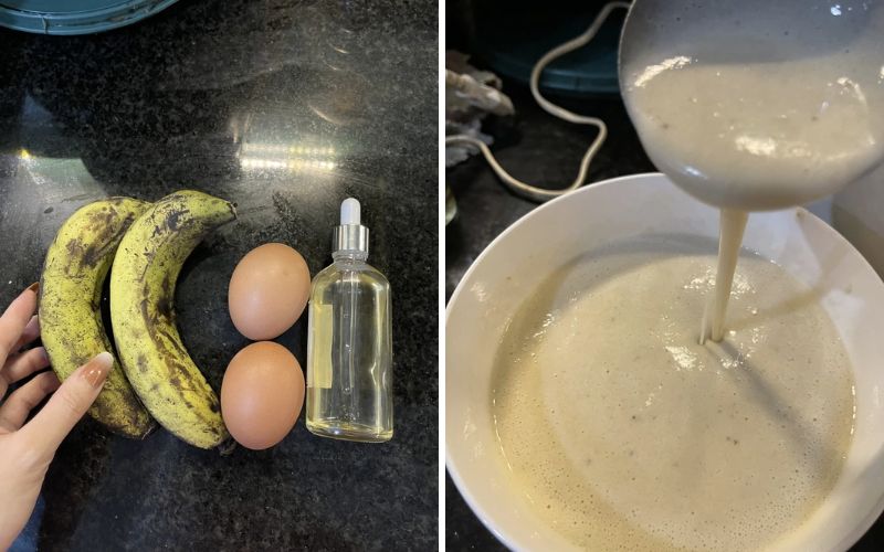 Blending the banana and egg mixture