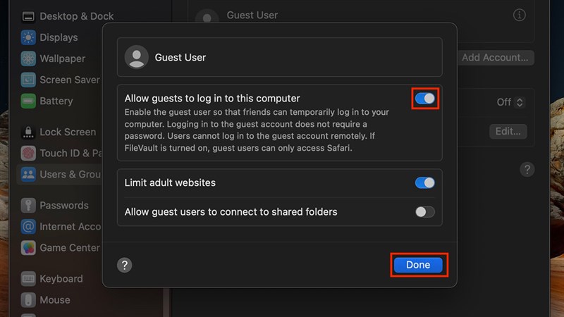 Cách tắt chế độ tài khoản khách trên MacBook