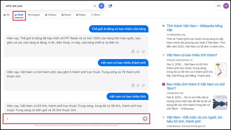 Cách sử dụng tính năng Chat của YOU.com
