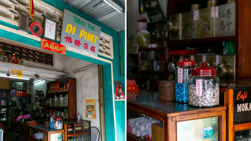 Tiệm trà Di Phát là một ngôi nhà hơi hẹp, nằm trên con đường Phú Thọ, quận 11, Sài Gòn