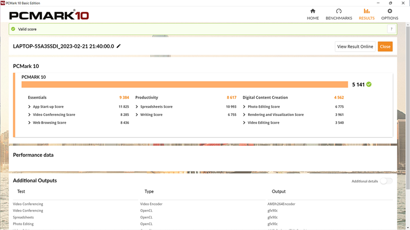 Điểm PCMark 10 của Lenovo Ideapad Slim 3.