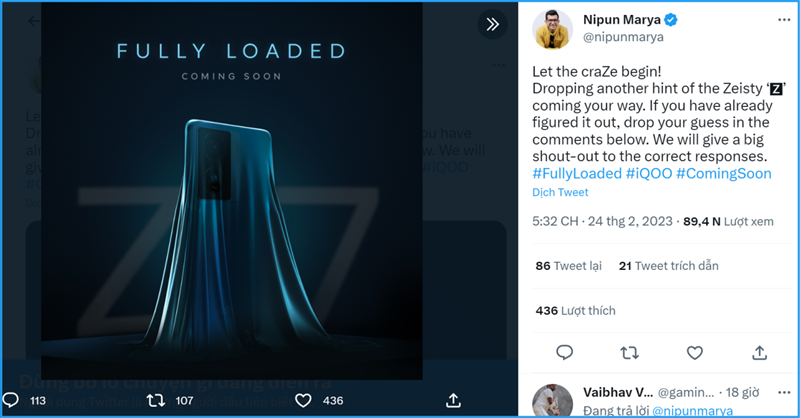 Nipun Marya - Giám đốc điều hành iQOO Ấn Độ đăng teaser úp mở sắp ra mắt smartphone mới thuộc dòng Z