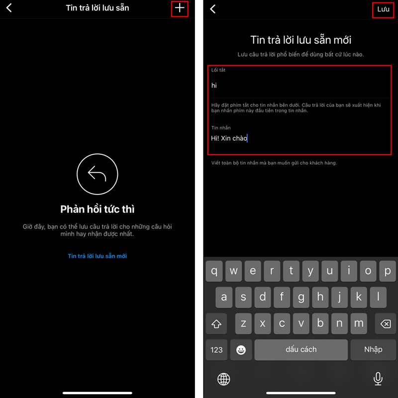 Cách tạo tin nhắn trả lời nhanh trên Instagram