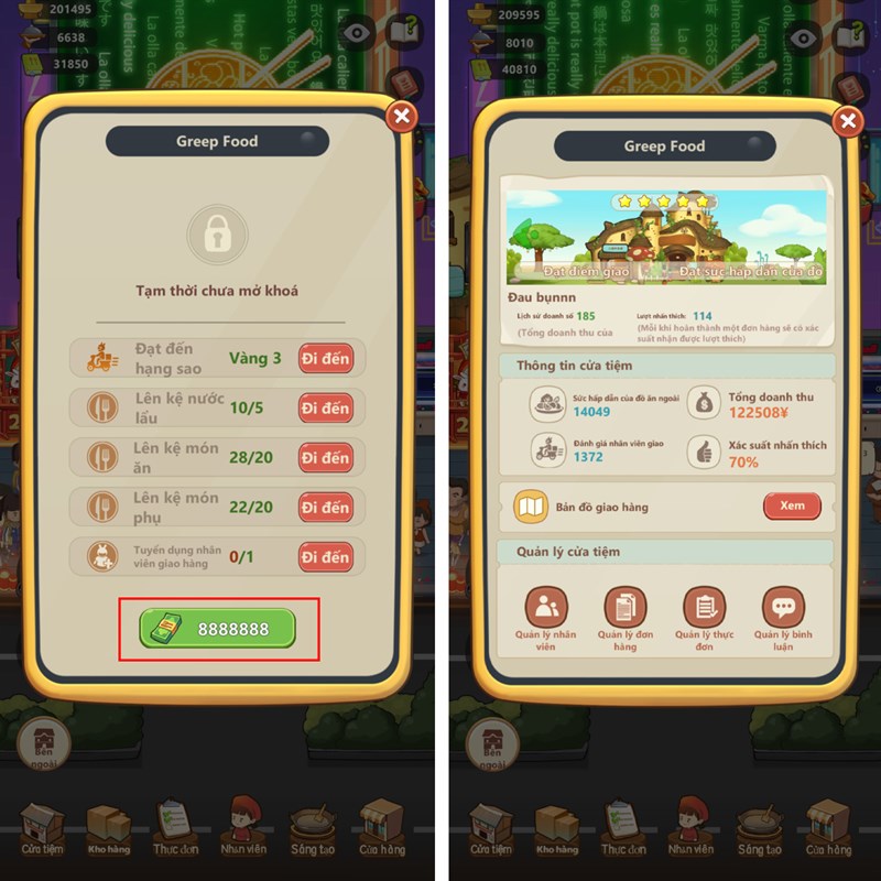 Cách mở shipper trong Tiệm Lẩu Đường Hạnh Phúc