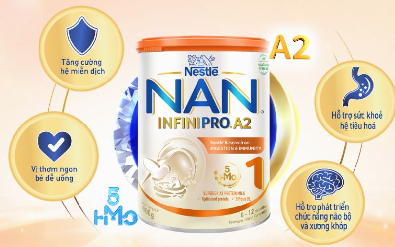 Nan Infiniro A2 có bảng thành phần nhiều dưỡng chất thiết yếu cho sự phát triển của trẻ