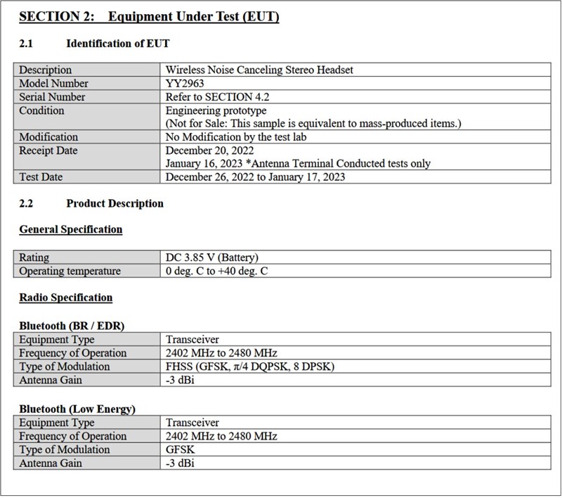 Thông tin về Sony WF-1000XM5 trên FCC