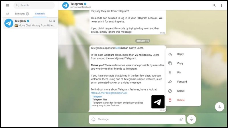 Telegram có giao diện trực quan, dễ dùng