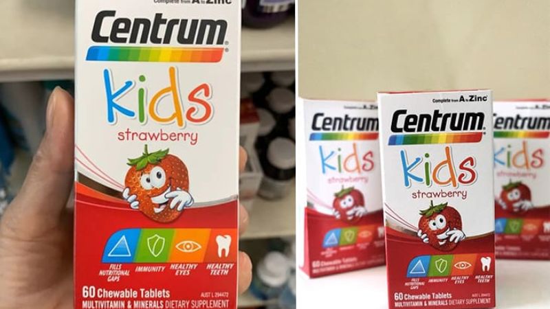 Kẹo ăn ngon bổ sung vitamin vị dâu Centrum Kids