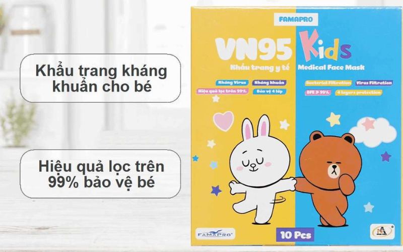 Khẩu trang trẻ em Famapro VN95 Kids 4 lớp