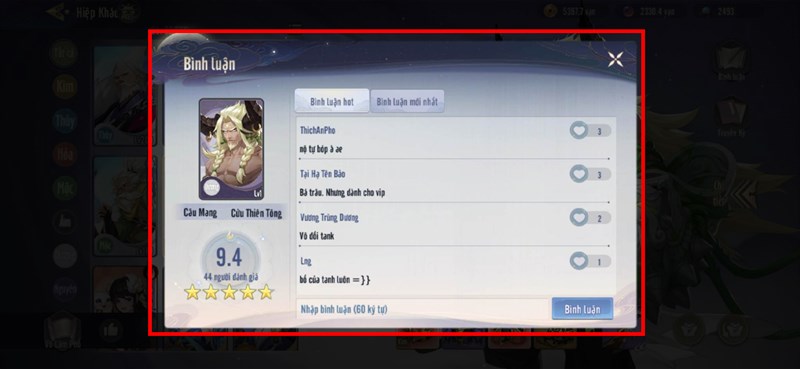 Cách xem review tướng mạnh trong Võ Lâm Nhàn Hiệp