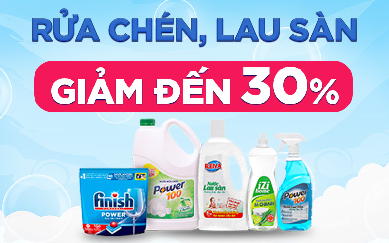 Từ 01/03 – 31/03/2023, nước rửa chén, nước lau sàn các loại giảm đến 30%