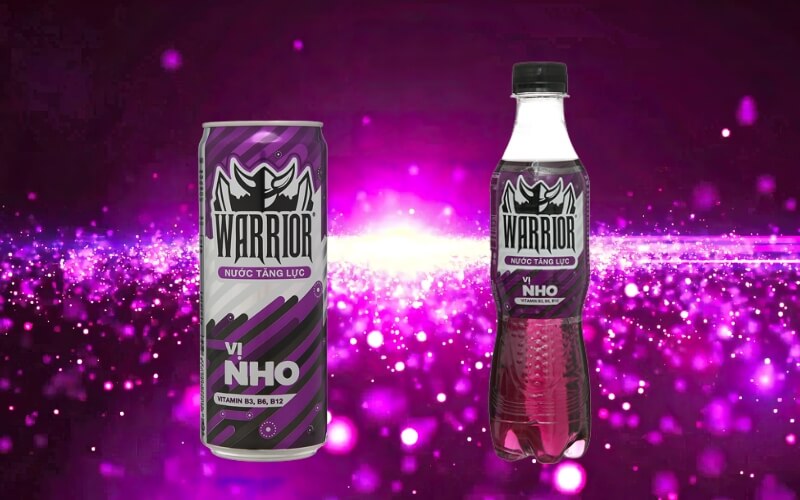 Thiết kế bao bì của Warrior vị nho mới được chăm chút kỹ lưỡng