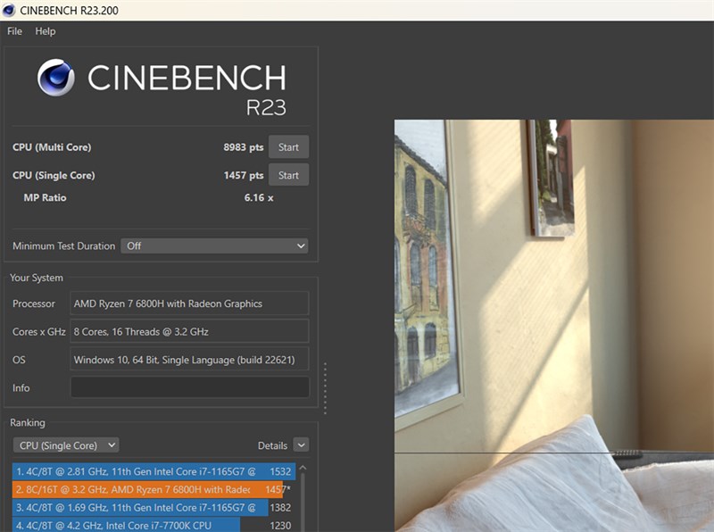 Điểm Cinebench R23 10 trên HP VICTUS 16 E1102AX