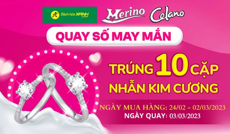 Kết quả quay số trúng nhẫn kim cương từ 24/2 - 2/3 khi mua kem Merino và Celano