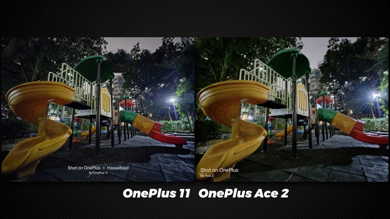 Ảnh ban đêm trong điều kiện thiếu ánh sáng được chụp bởi OnePlus Ace 2 và OnePlus 11