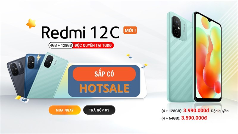 Redmi 12C giá dưới 4 triệu, camera 50MP, pin 5.000mAh, sắp có hotsale giảm sốc