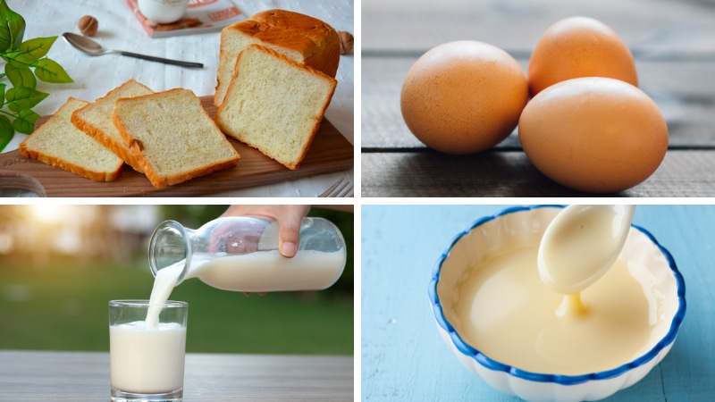Nguyên liệu làm bánh mì sandwich nướng trứng sữa