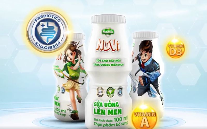 Sữa uống lên men NuVi có công dụng hỗ trợ cải thiện hệ tiêu hóa cho trẻ em