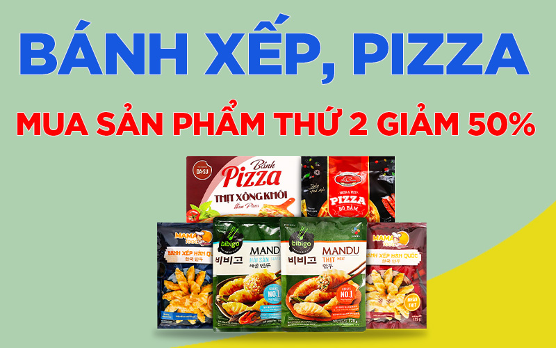 Từ ngày 17/03 – 30/03, mua sản phẩm thứ 2 bánh xếp, pizza giảm đến 50%