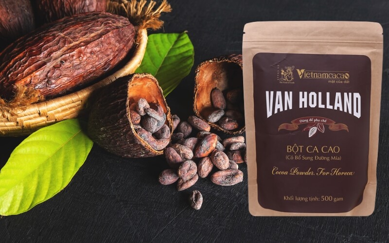 Bột cacao Van Holland của Vinacacao được đóng gói bao vô cùng đơn giản