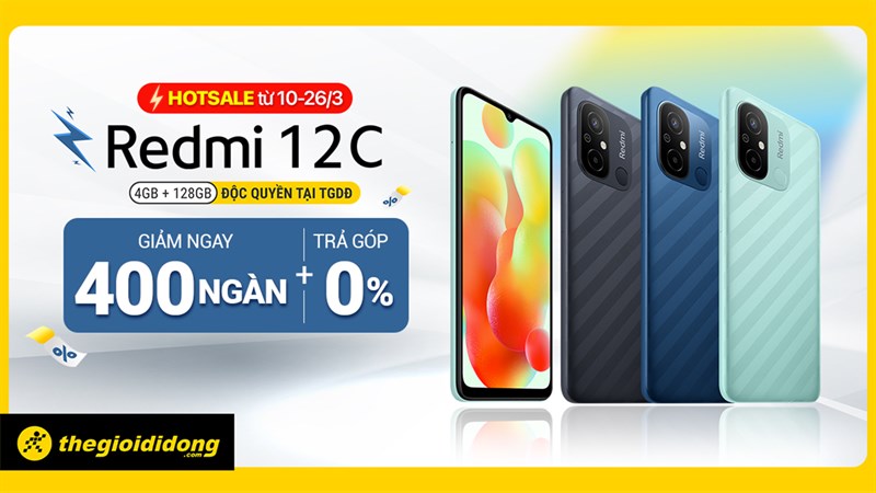 Hotsale: Xiaomi Redmi 12C đã rẻ còn giảm thêm 400K + trả góp 0% Hotsale: Xiaomi Redmi 12C đã rẻ còn giảm thêm 400K + trả góp 0%