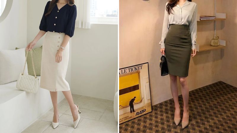 Chân váy dài công sở chữ A xẻ trước ulzzang - váy công sở dáng dài chữ A  kiểu dáng midi thanh lịch - MixASale