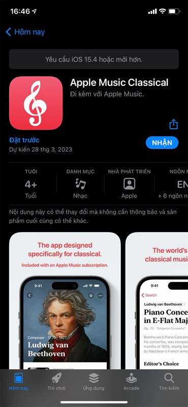 Apple Music Classical đã cho phép đặt trước