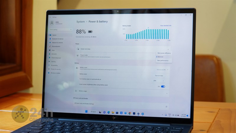 Mình đánh giá thời lượng pin mà HP Elitebook Dragonfly G3 đạt được là rất tốt.