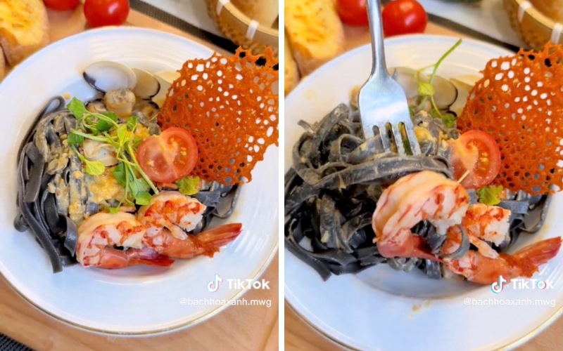 How to make unique, delicious seafood black ink bag pasta to change the whole family’s taste