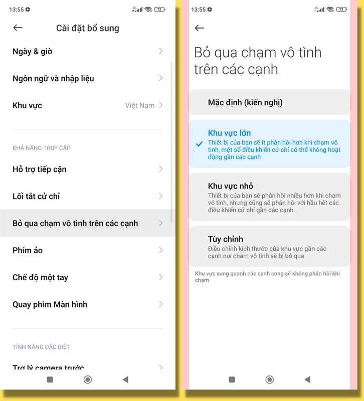 Với tính năng này, mình không còn gặp phải hiện tượng cảm ứng nhầm trên màn hình cong của Xiaomi 13 Pro nữa. Với tính năng này, mình không còn gặp phải hiện tượng cảm ứng nhầm trên màn hình cong của Xiaomi 13 Pro nữa.