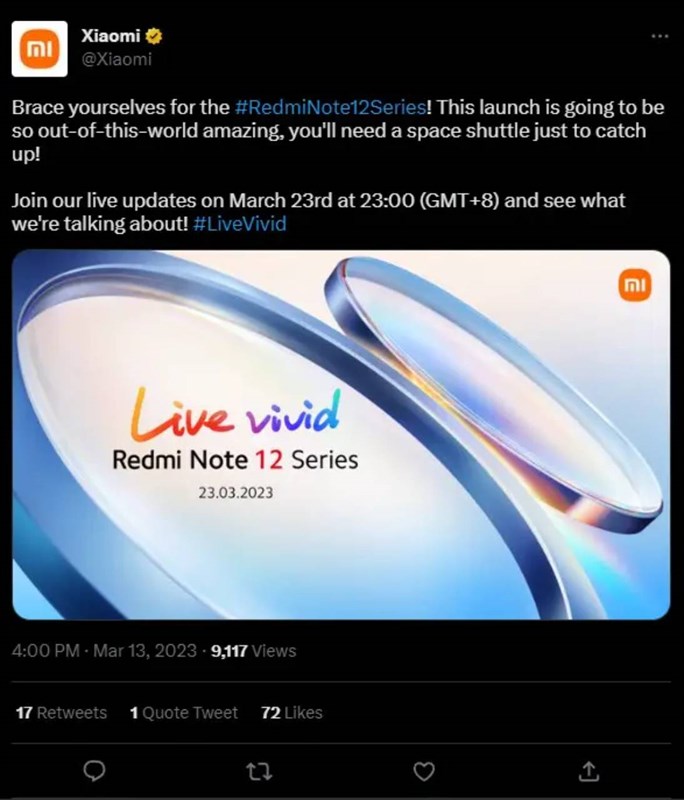 Ngày ra mắt dòng Redmi Note 12 đã được ấn định, thông số cũng đã được tiết lộ