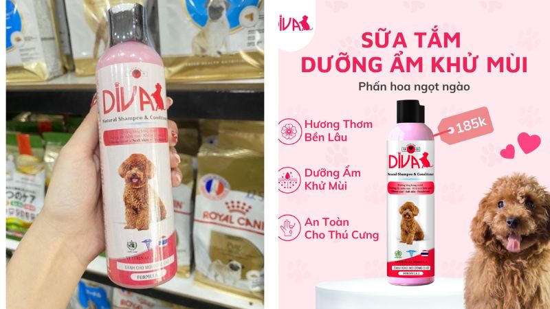 Sữa tắm chó mèo DIVA hồng dưỡng ẩm khử mùi