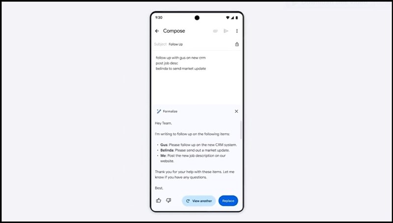 AI trong Gmail có thể viết lại 1 đoạn văn bản nhắc nhở ngắn thành 1 đoạn văn dài
