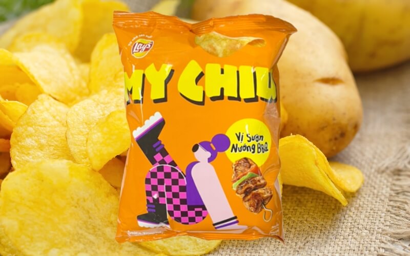 Snack khoai tây MY CHIU vị sườn nướng BBQ cũng nổi bật không kémSnack khoai tây MY CHIU vị sườn nướng BBQ cũng nổi bật không kém