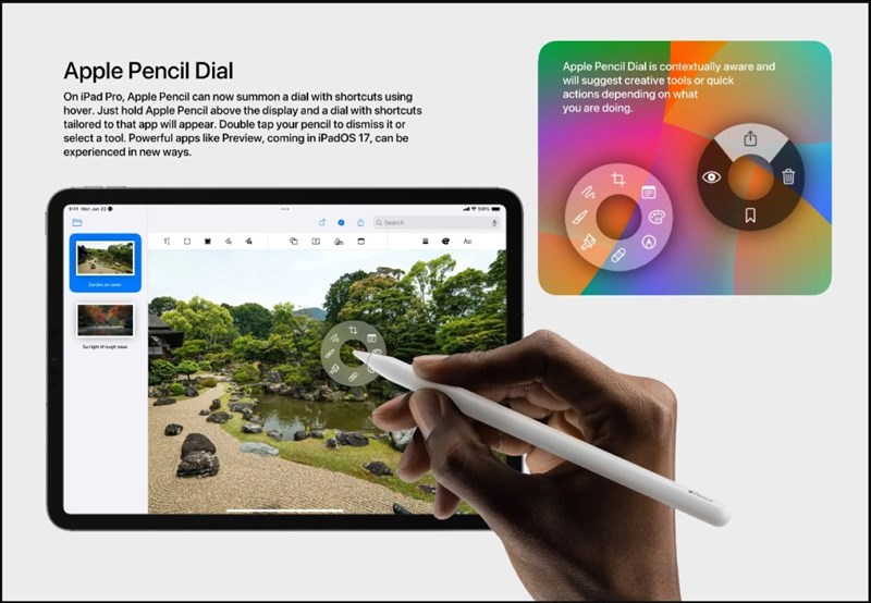 Tính năng Apple Pencil Dial sẽ giúp người dùng chỉnh sửa ảnh và tài liệu nhanh hơn