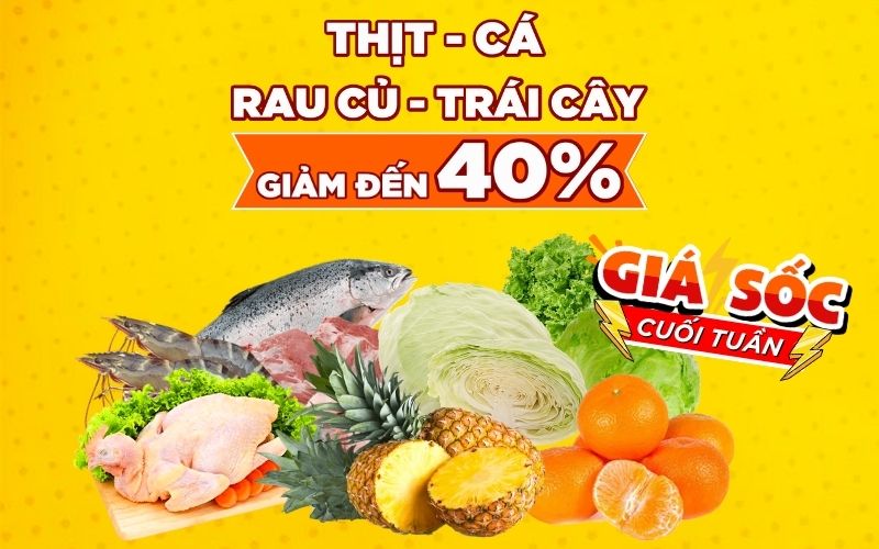 Giảm sốc cuối tuần – thịt cá, rau củ quả giảm đến 40%