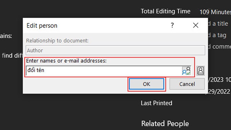 Cách chỉnh sửa tên tác giả trong tài liệu Microsoft Word