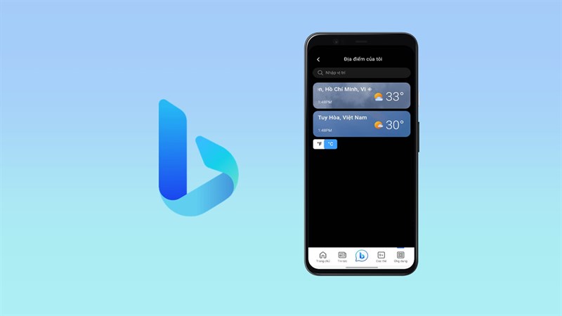 Cách xem thời tiết nhiều nơi cùng lúc trên Bing AI Android