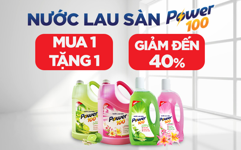 Từ 21/3 - 31/3/2023, nước lau sàn POWER100 mua 1 tặng 1, giảm đến 40%