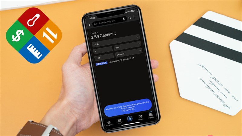 Cách chuyển đổi đơn vị nhanh trên Bing AI iOS