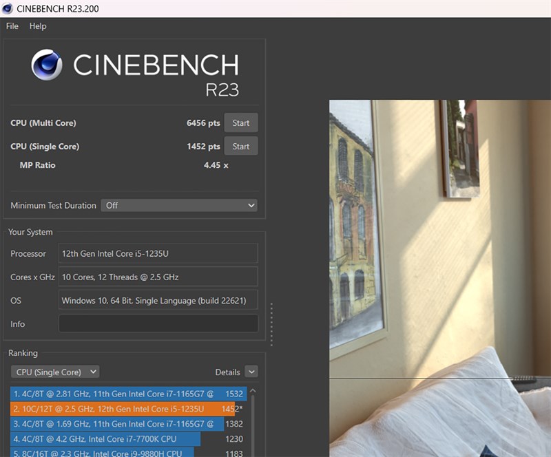 Điểm Cinebench R23 của Dell Vostro 15 3520 Điểm Cinebench R23 của Dell Vostro 15 3520