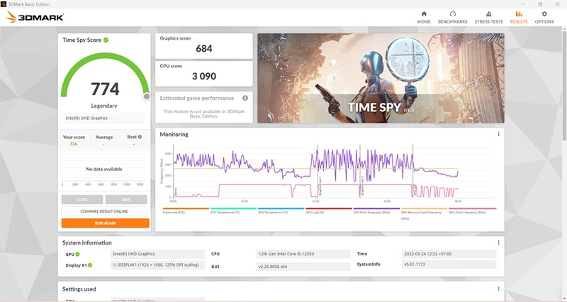 Điểm 3DMark của Dell Vostro 15 3520 Điểm 3DMark của Dell Vostro 15 3520