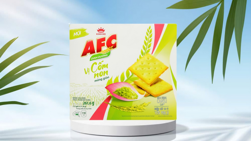 Bánh quy dinh dưỡng AFC vị cốm non được sản xuất từ các thành phần an toàn, chất lượng