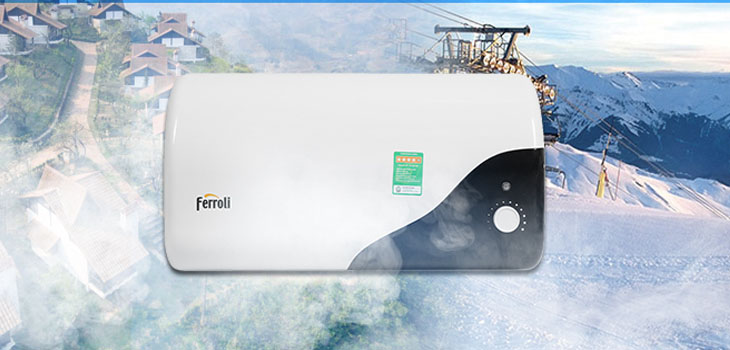 Nhược điểm Máy nước nóng gián tiếp Ferroli 30 lít 2500W MIDO-DE có thiết kế đơn giản, dạng hình hộp chữ nhật với 2 màu đen - trắng