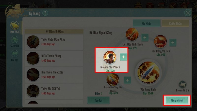 Cách nâng cấp kỹ năng nhân vật trong Kiếm Thế Origin