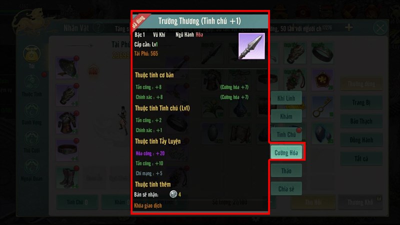 Cách nâng cấp đồ trong Kiếm Thế Origin