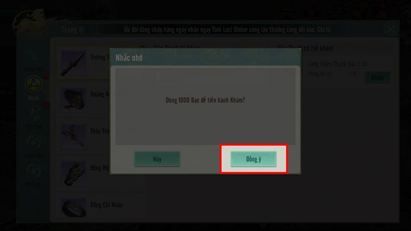 Cách khảm bảo thạch cho đồ trong Kiếm Thế Origin